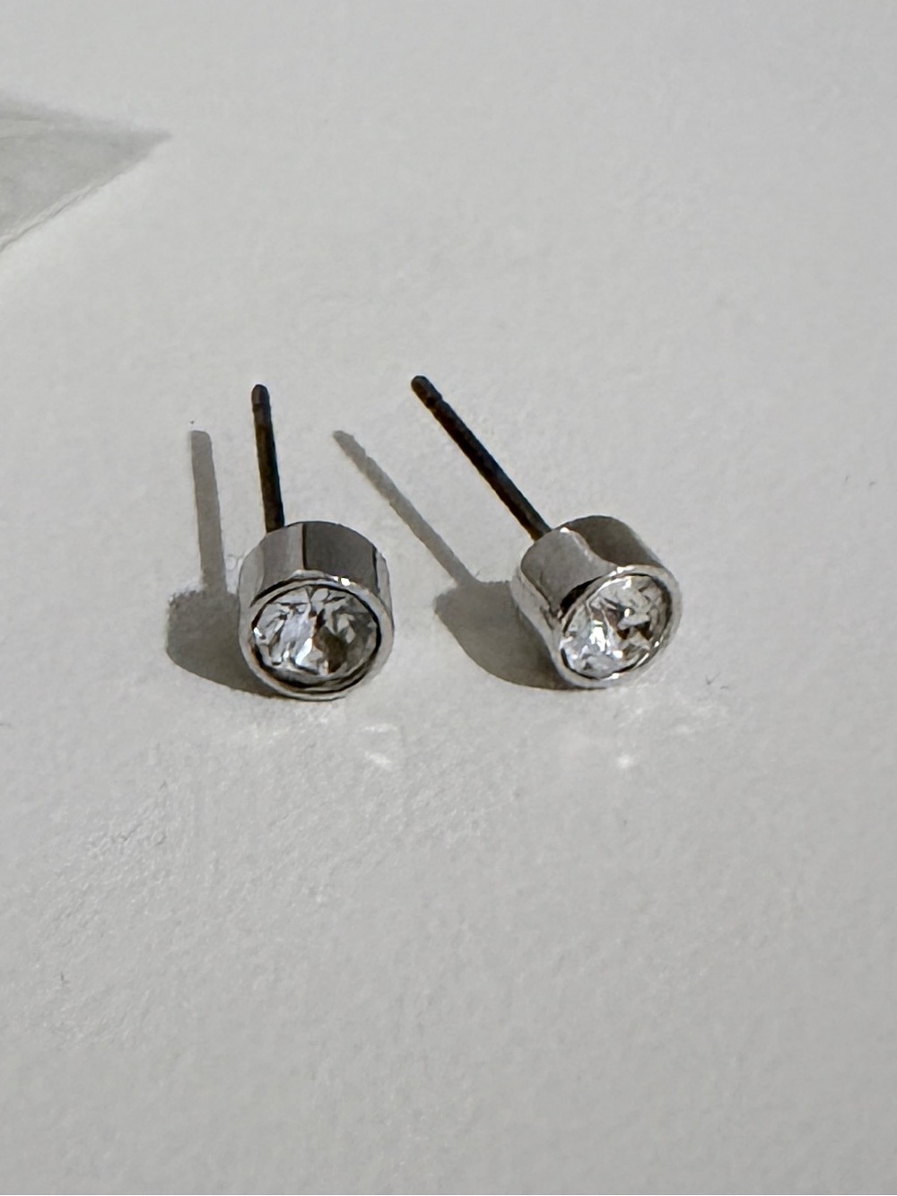 Swarovski half carat each Clear Crystal Stud Earrings - Minimal Silver Tone